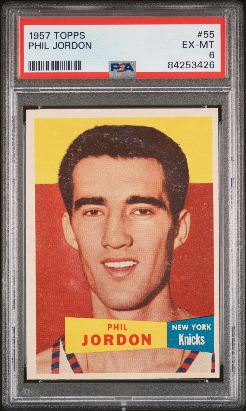 1957 Topps Phil Jordon #55 PSA 6 NEW LABEL VINTAGE BASKETBALL