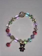 Enamel Teddy Bear Charm Arcylic Bead Bracelet