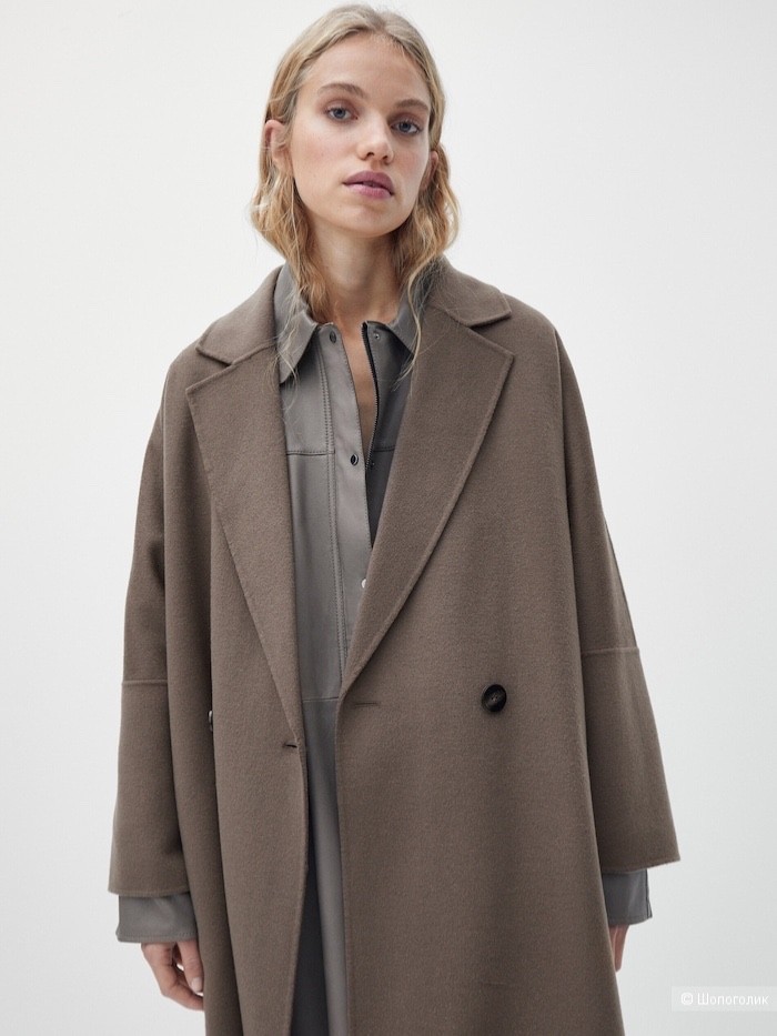 massimo dutti brown double faced wool coat with side slits size L RRP £299 image 7
