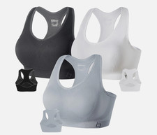 Racerback Sports Bras for Women - Padded Seamless High Impact Support for Yog...