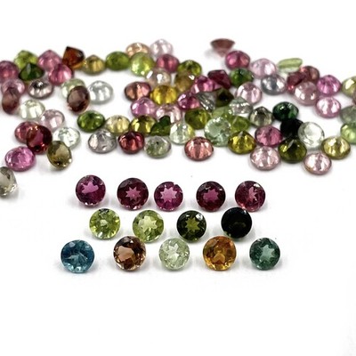 Natural Multi Tourmaline Round Cut Loose Gemstone Lot 24 Pcs 4-4.5 MM 10 CT