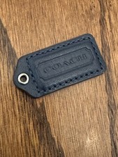 Coach Hangtag Blue/Indigo Silver Leather Bag Charm Keychain Logo Fob