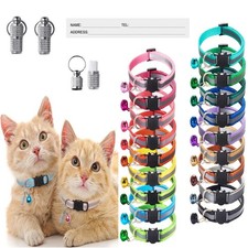 Lot 18 Pcs Reflective Nylon Cat Collar With Bell For Kitten Dog Puppy Adjustable