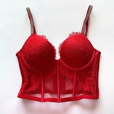 Victoria  s Secret Red Lace Longline Bra Bustier Corset Lingerie