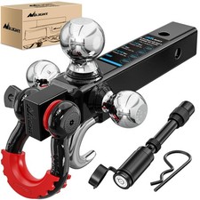 Nilight Trailer Hitch Tri-ball Mount With Hook And Rotatable Tow Anti-theft 3...