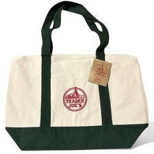 IN HAND -- TRADER JOE'S LARGE CANVAS BAG - GREEN- Reusable Shopping Cotton