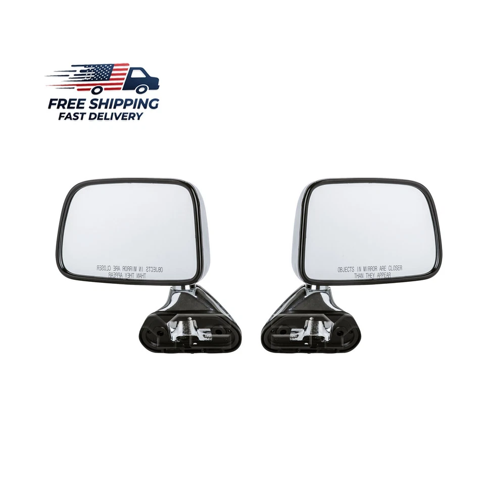 New Manual Door Mirrors Chrome Pair OEM Replaces For 1989-1995 Toyota Pickup Foto 3 de 4