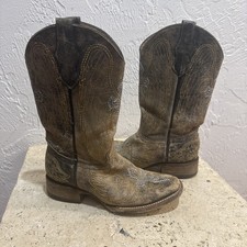 CORRAL Distressed Leather Square Toe Cross Wing Cowboy Boots Sz 2 T Style A1032