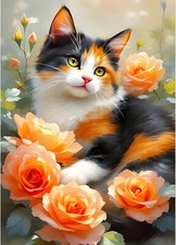 GDYEEH DIY 5D Colorful Cat Diamond Art Kits, Round Full 12x16 inches, UCGD412