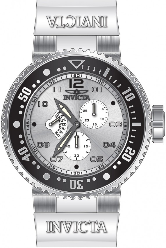 NIB Invicta Pro Diver Men's Quartz Watch Stainless Steel & White