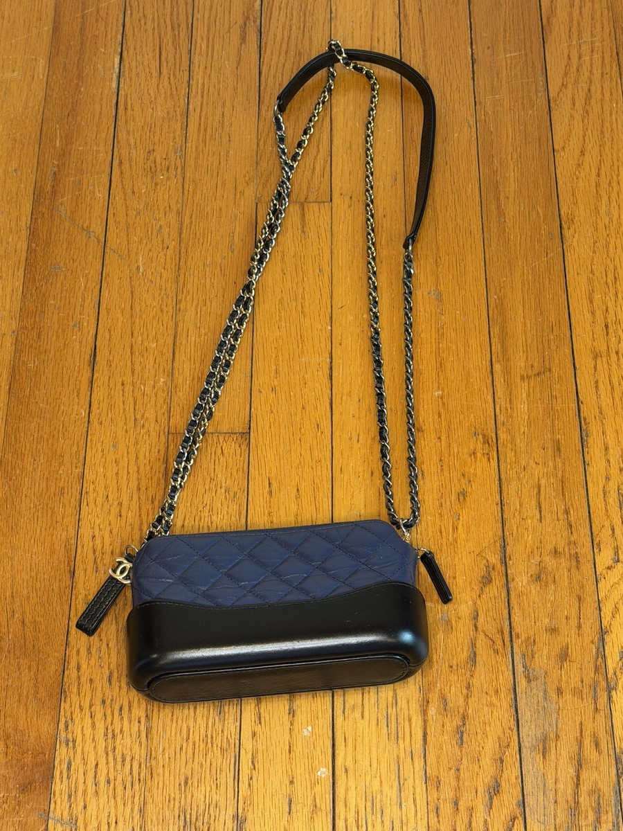 Chanel Gabrielle Crossbody Bag Womens Small Blue Leather Quilted