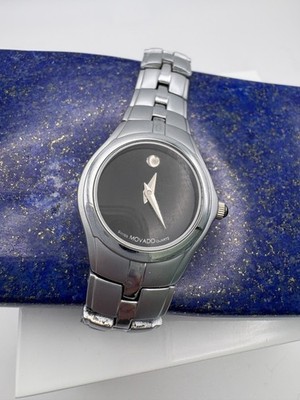 Women's Movado Timeless Museum Watch Black Dial Face Stainless Small Size