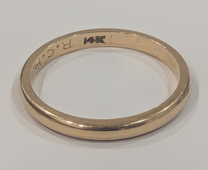 VTG* 14K* 1962* Plain yellow gold wedding band* size 6* engraved* 2 grams*