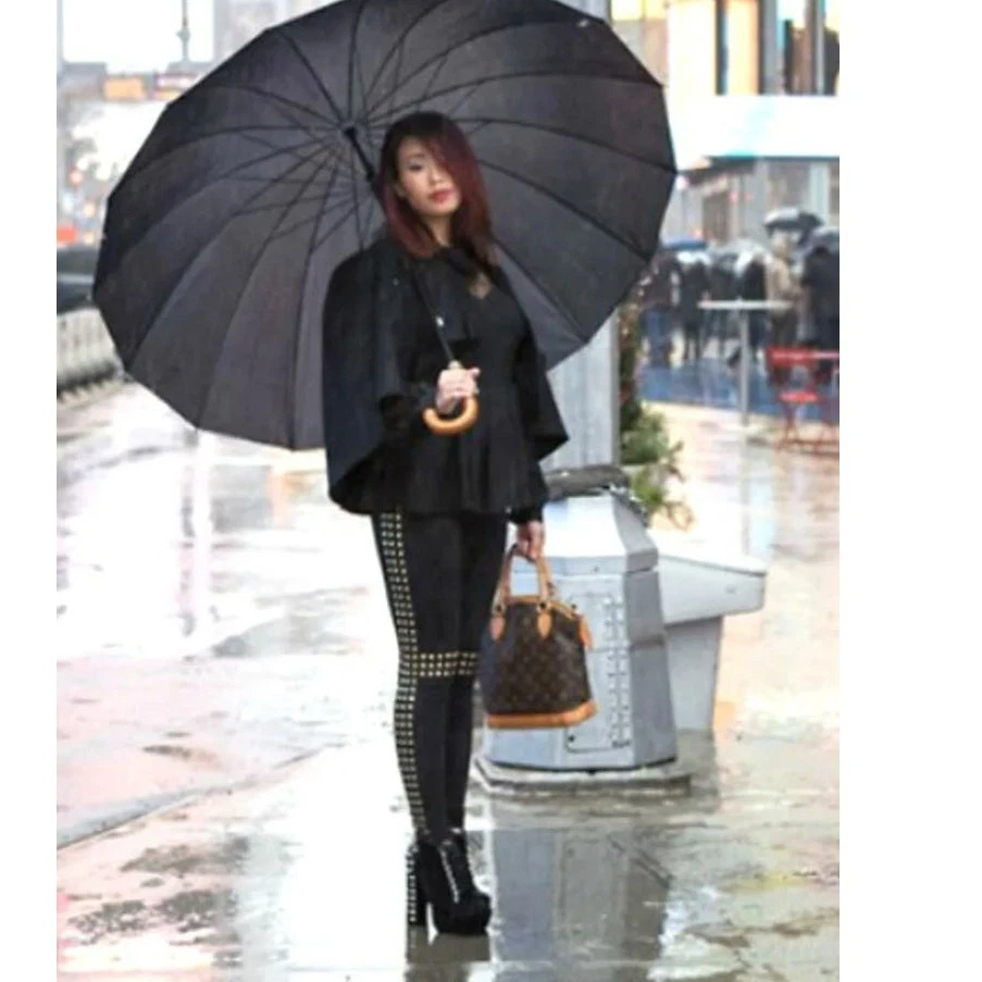 Nuevo Prabal Gurung Lazo de Encaje Negro Lentejuelas Mezcla de Lana Capa Talla Única  Foto 4 de 4