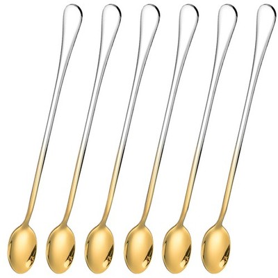Long Handle Iced Tea Spoon, 9-inch Stainless Steel Cocktail Mixing Stirrers S...