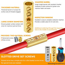 4 Gauge Wire Butt Connectors 6 PCS Brass Mechanical Butt Splice Connectors Ki...