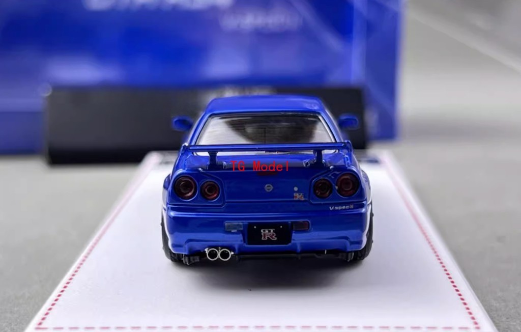 TG FH 1:64 JDM Blue Skyline GTR R34 V-SPEC II Sports Model Diecast