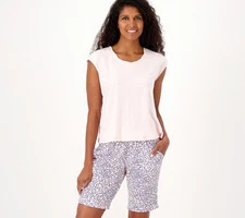 Splendid Slub Jersey Twist Neck Tee and Bermuda Watercolor Anml L New