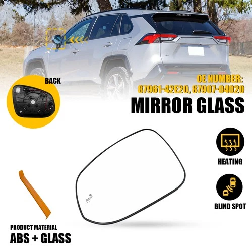Mirror Glass Heated+Blind Spot Front Driver Left For Toyota RAV4 Prime 2021-2023