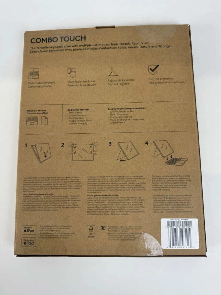 Funda con teclado Logitech Combo Touch iPad Pro 11 pulgadas (M4) - Negro medianoche - Nueva Foto 2 de 4