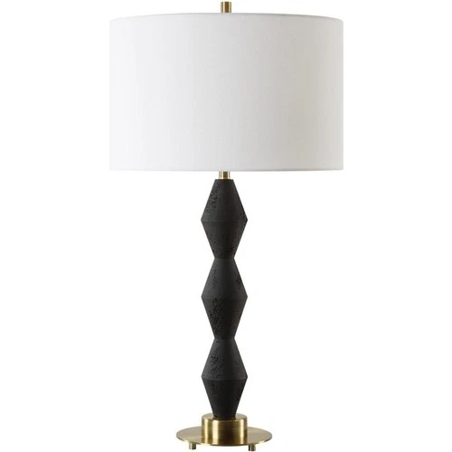 Uttermost 30348-1 Threefold Table Lamp Black Stone and Antique Brass - Picture 4 of 7