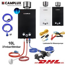 CAMPLUX Gasdurchlauferhitzer 10L mit Regendeckel Dusche für Camping Wohnmobil