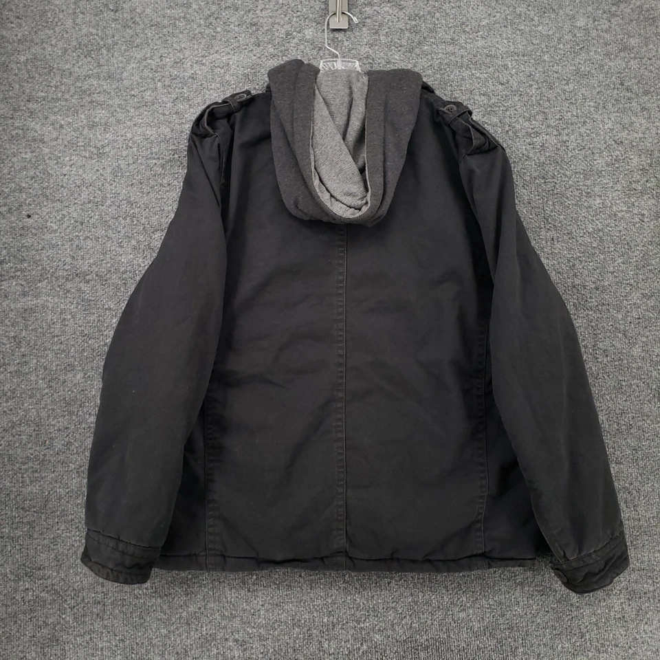 Куртка мужская American Eagle L большая черная военная полевая стеганая на молнии с капюшоном - Изображение 2 из 4