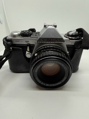 Pentax ME Super 35mm SLR Film Camera w/Asahi 50mm 1:2 With Leather