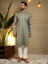 Indian Men Kurta Set Kurta Pakistani Wedding Pyjama Suits Sherwani Party Groom
