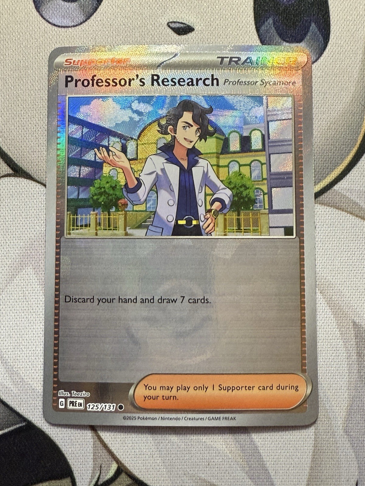 Professor's Research NM 125/131 Prismatic Evolutions Pokemon TCG Pokeball Holo