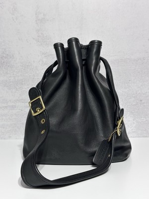 COACH / OLD/バケツショルダーバッグ/レザー/BLK/無地/9065 Vintage Coach Purse 9165 Legacy Black Leather Drawstring Bucket
