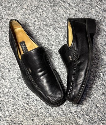 BALLY Men's Black Leather Loafers Slip-On Shoes Size US 9