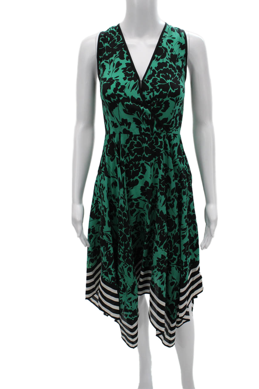 Shoshanna Womens Fit & Flare Wrap Dress Black Floral V-Neck Sleeveless Size 2Free Shipping in US $100+ Orders | $6.95 Orders Below