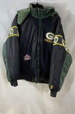 Vintage 90s Pro Player Green Bay Packers Reversible Hooded Jacket Mens XL