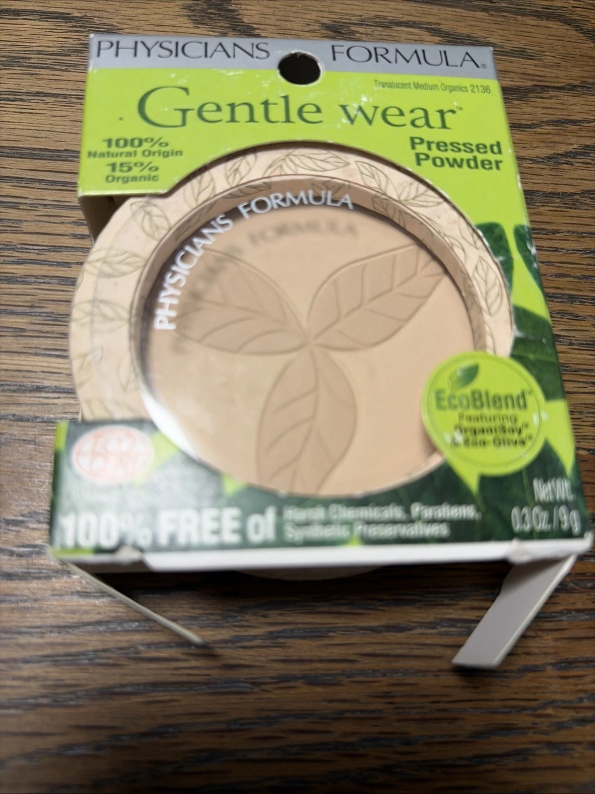 Physicians Formula Organic Wear Pressed Powder # 2136 Translucent Medium As Is