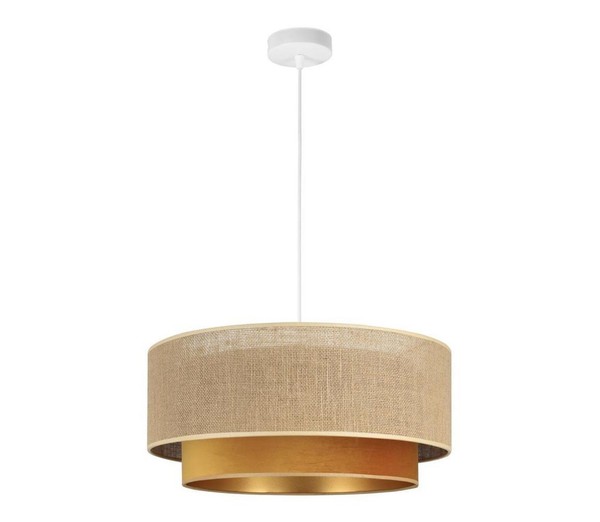 Pendelleuchte Esszimmer Stoff Jute Weiß Beige E27 Ø 45 Cm HäNgelampe Wohnzimmer-image