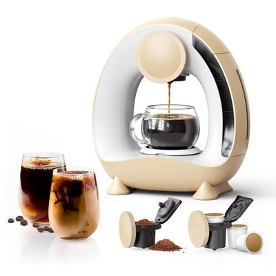 Pod and Grounds Single-Serve Coffee Maker, 2 in 1 Cup Coffee Machine with K-C...