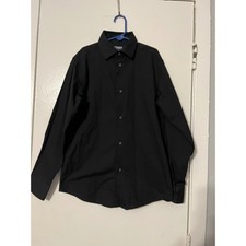 Chaps Boys Black Long Sleeve Button Down Dress Shirt Size Medium 10-12 Formal