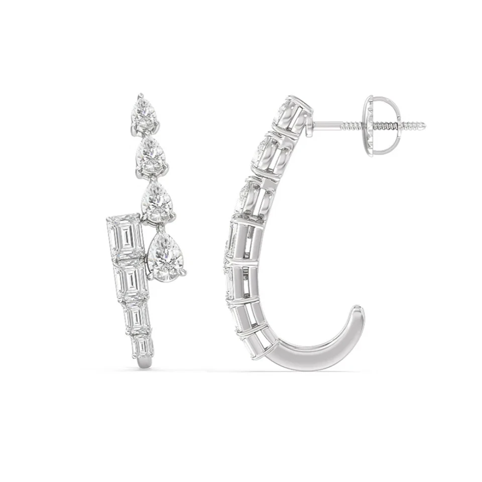 3,50 ct Lab Created Smaragd Birnenschliff Diamant Ohrring 950 Platin EF VS1 - Bild 2 von 4