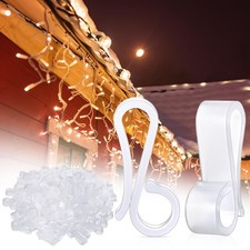 100 Pcs Christmas Light Clips Gutter Clips for Hanging Outdoor Lights Plastic...