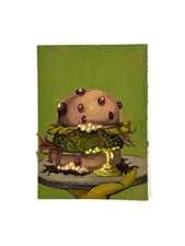 Original Aceo Art Card Oil Painting Cartoon SpongeBob Silly Retro Animated Mikah