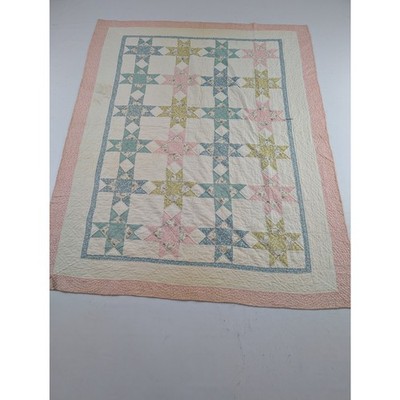 Vintage traditionelle Handarbeit Sägezahn Stern Quilt Muster Patchwork Quilt 204x164