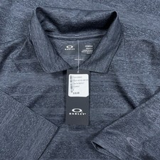 Oakley Polo Shirt Men Small Gray Striped Performance Hydrilix Wicking Golf NWT