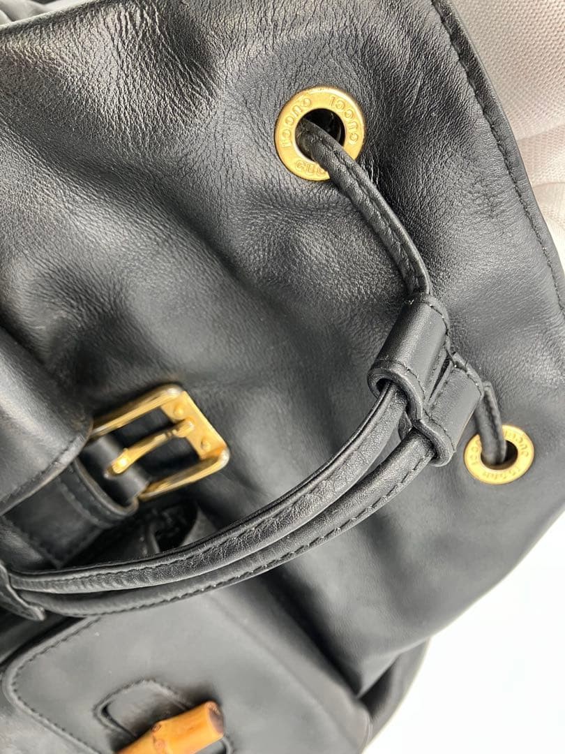GUCCI Bamboo Drawstring Mini Backpack Rucksack Le… - image 14