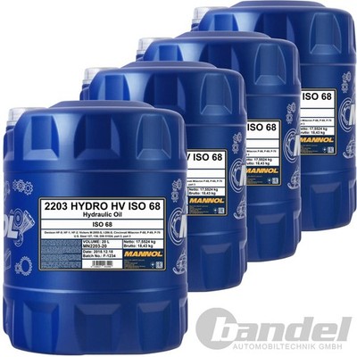 4x 20L MANNOL INDUSTRIEÖL HYDRO HV ISO 68 DIN 51524-2 ISO 11158 AIST 126