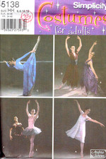 Ballet Tutu Dress Dance Costume Misses Size 6-12 Simplicity 5138 Sewing Pattern