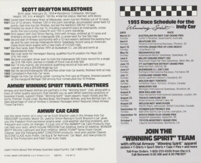 1993 Scott Brayton Amway Chevy Lola Indy Car Hero Card | eBay