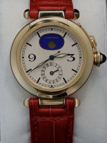 Cartier Pasha Moon Phase / Date 18k Yellow Gold 30001 20558 Watch 38mm
