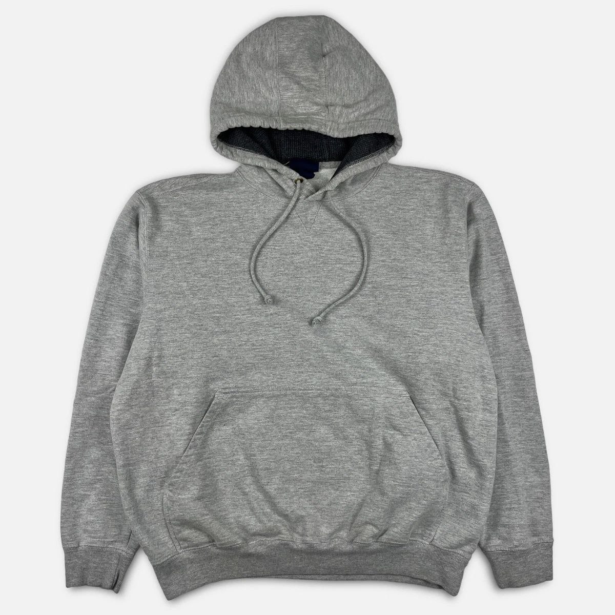 Vtg Y2K Champs Blank Hoodie Sweatshirt Boxy Large Gray Skater Plain Essential