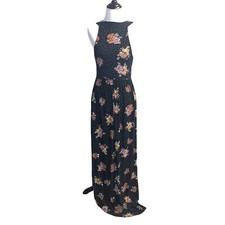 Free People Women's S Small Maxi Dress Floral Sleeveless Cross Straps Bohemian